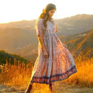 Christy Dawn Theo Dress Sand Anemone Vine Sz XL